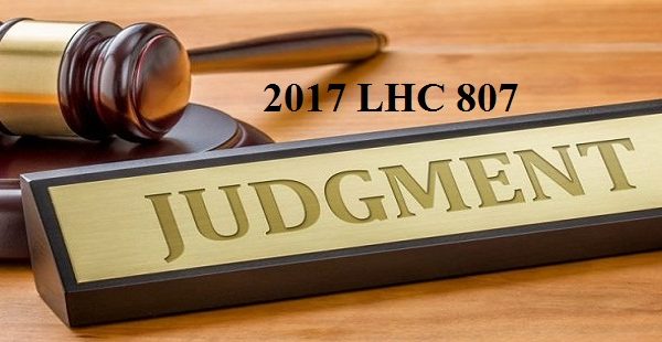 2017 LHC 807 Judgment For Service Recruitment Appointment