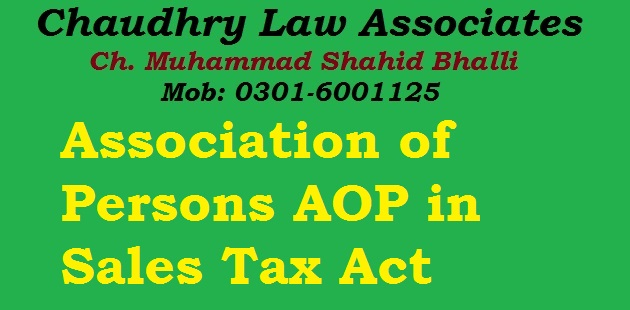 What is Association of Persons AOP in Sales Tax Act