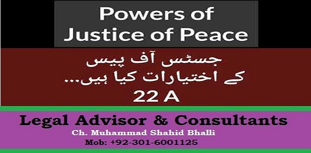 Powers of Justice of Peace Under Section 22-A 22-B